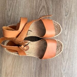 Soludos Leather Espadrille Platform Sandal in Tan
